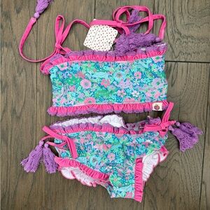 NWT Cheeky Plum Island Hibiscus Bikini Size 5T Summer Beach Pool